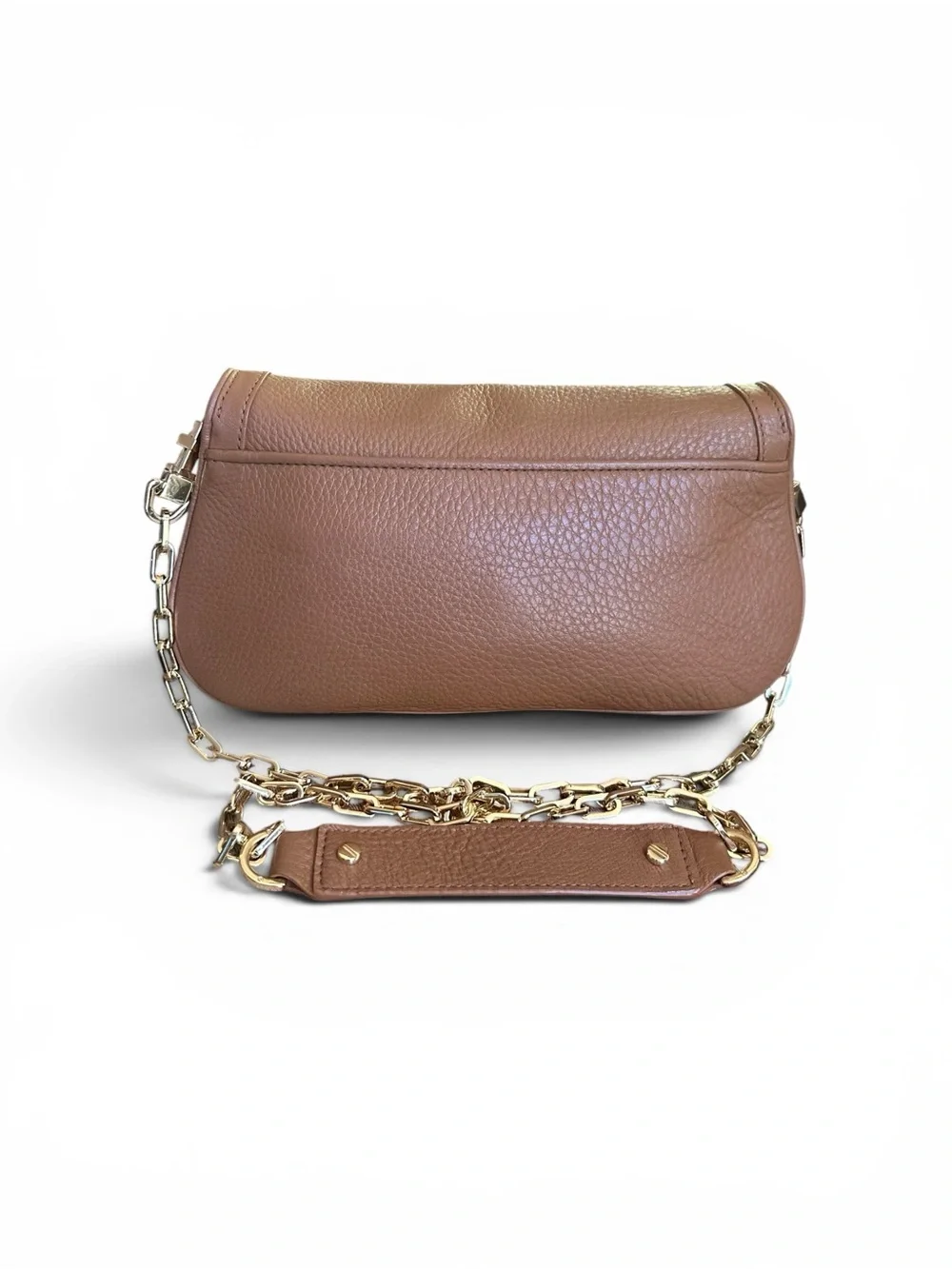 Tory Burch Amanda Taupe Pebbled Leather Chain Shoulder Crossbody Bag
